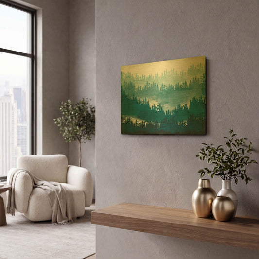 'Mountainscape Blue' By Michael Mullan Gold Metal Wall Art