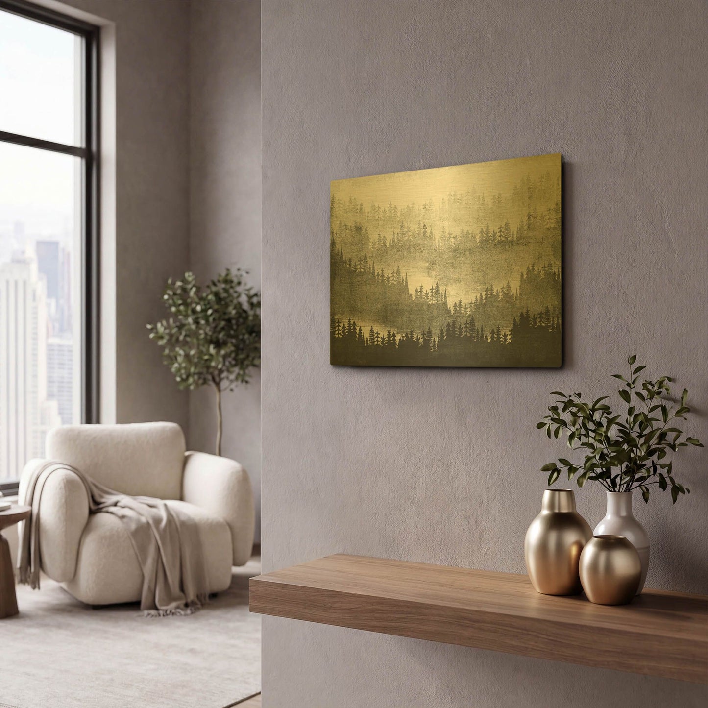 'Mountainscape Silver' By Michael Mullan Gold Metal Wall Art