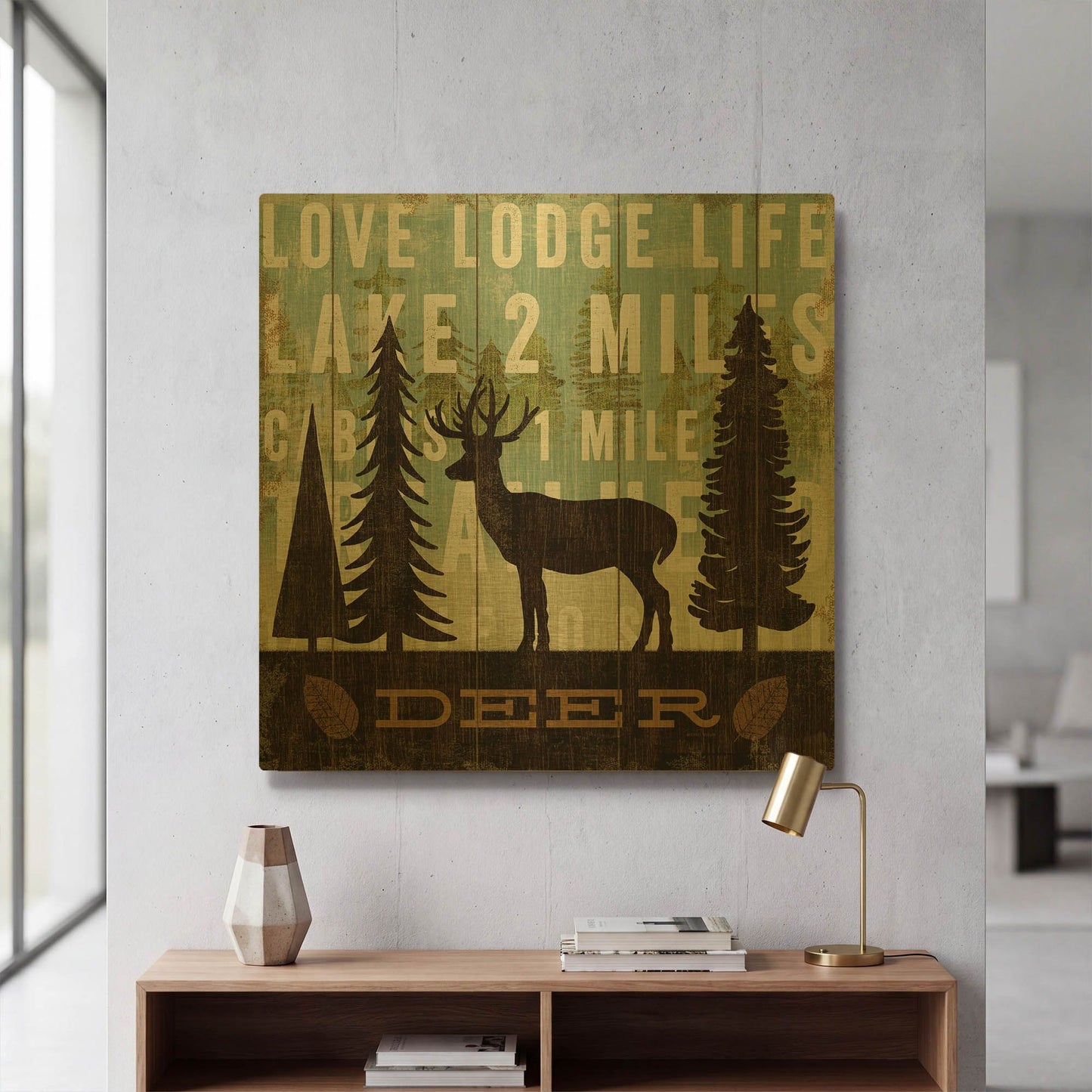 'Simple Living Deer' By Michael Mullan Gold Metal Wall Art