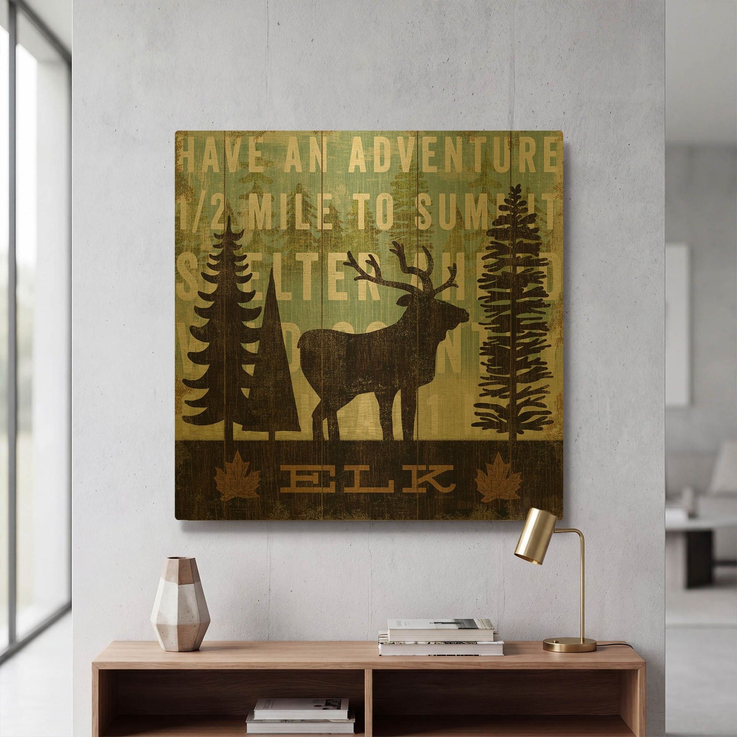 'Simple Living Elk' By Michael Mullan Gold Metal Wall Art