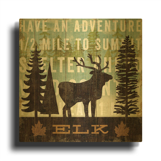 'Simple Living Elk' By Michael Mullan Gold Metal Wall Art