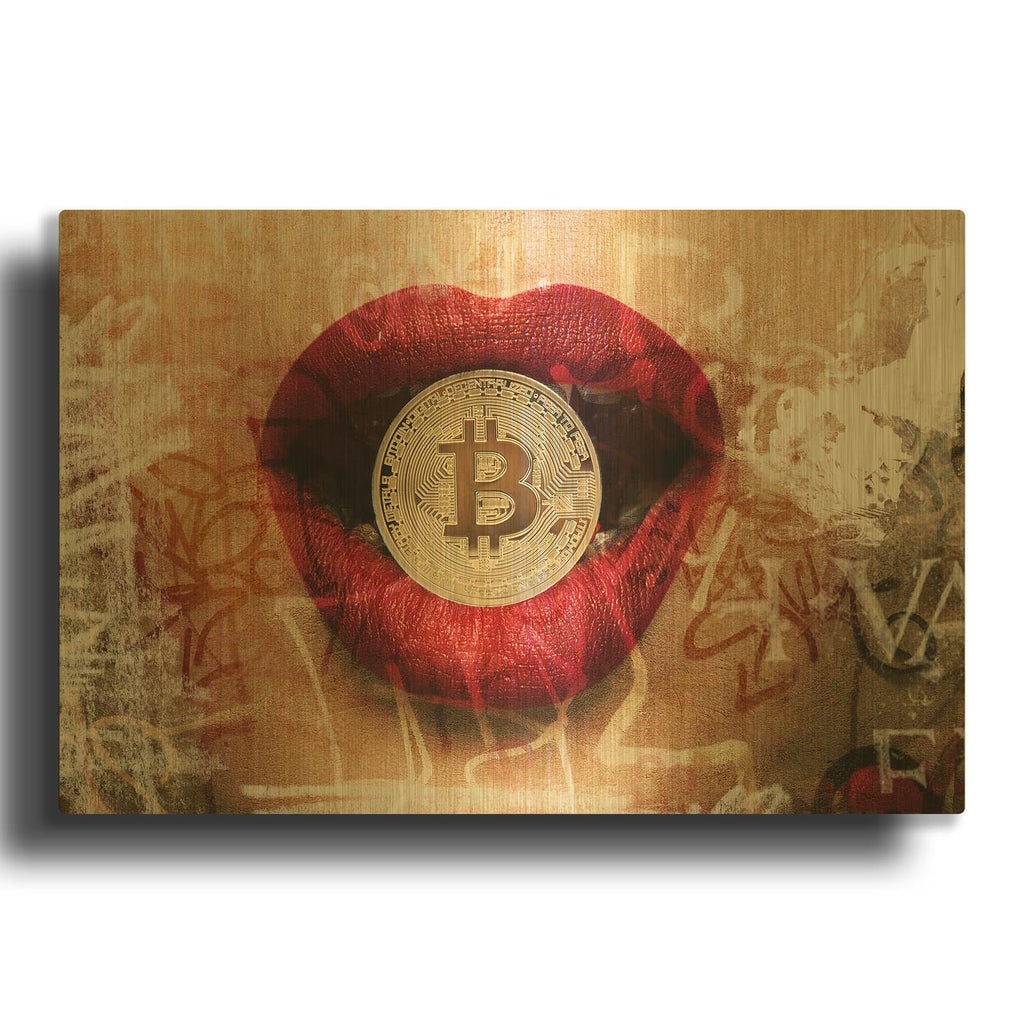 'I Love Bitcoin 4' By Irena Orlov Gold Metal Wall Art