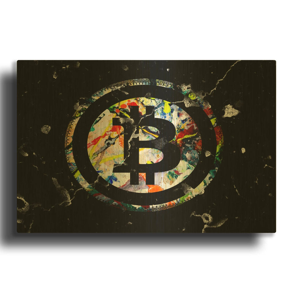 'Bitcoin Paint' By Karen Smith Gold Metal Wall Art
