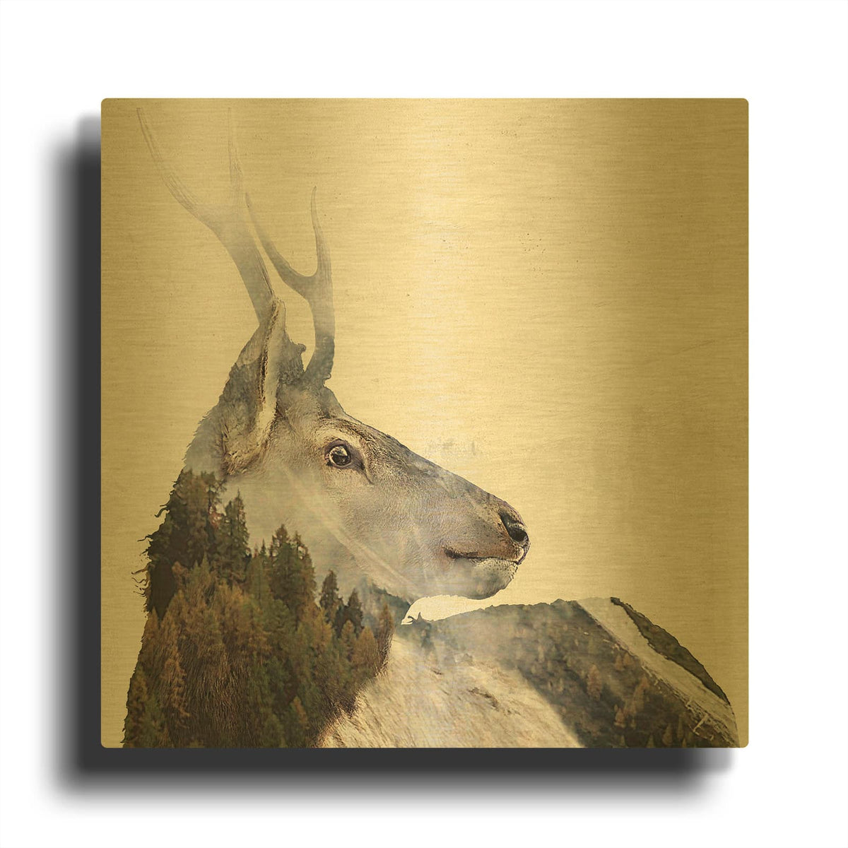 'Alpine Stag' By Karen Smith Gold Metal Wall Art