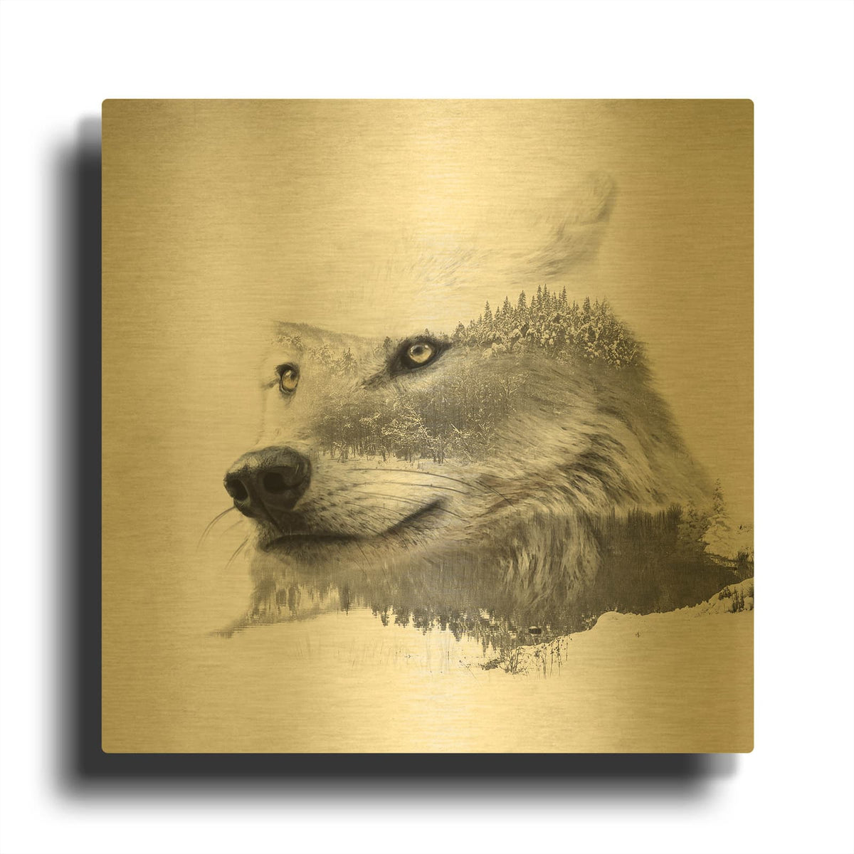 'Wolf In Ice' By Karen Smith Gold Metal Wall Art