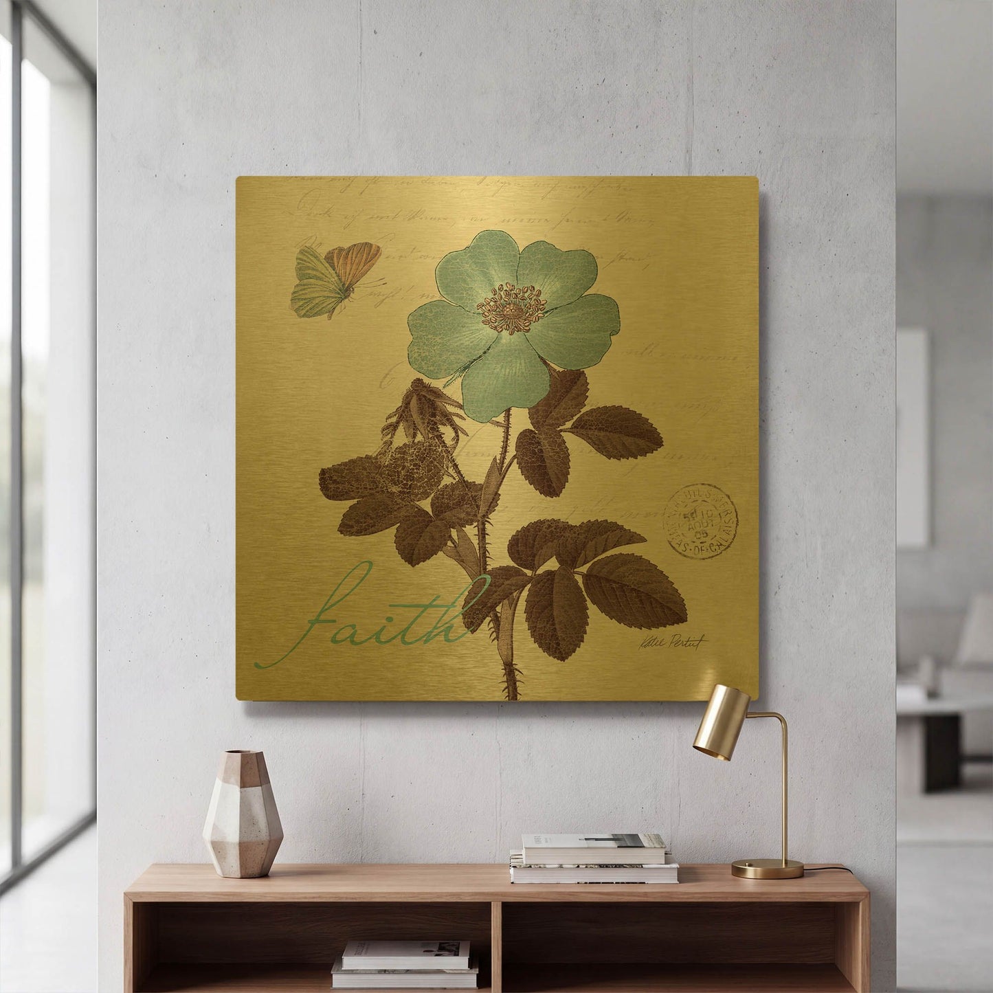 'Touch of Blue II - Faith' By Katie Pertiet Gold Metal Wall Art