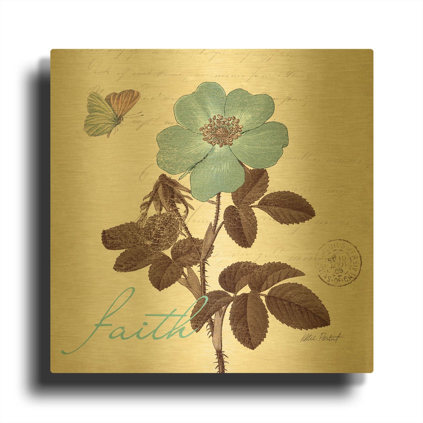'Touch of Blue II - Faith' By Katie Pertiet Gold Metal Wall Art