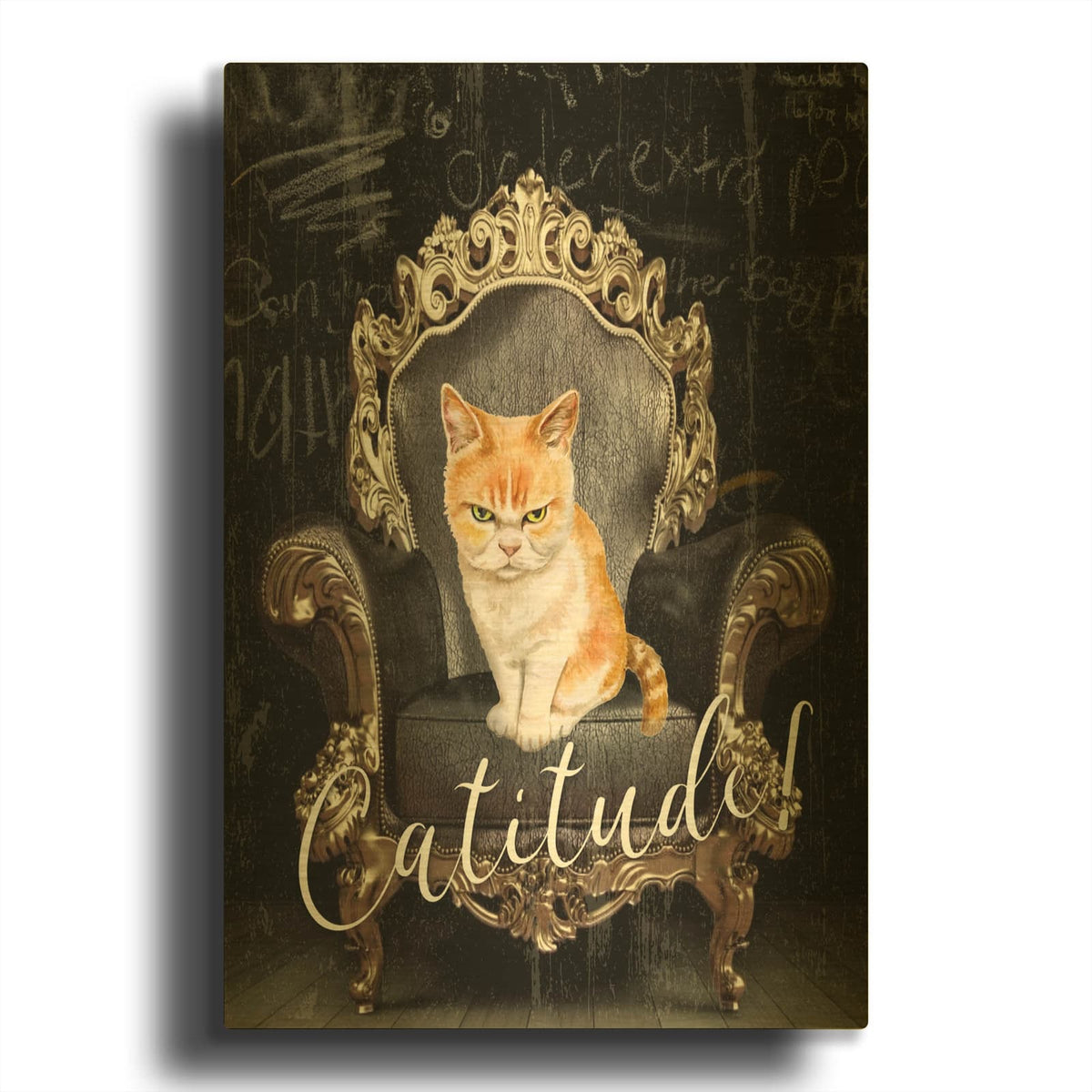 'Catitude' By Karen Smith Gold Metal Wall Art
