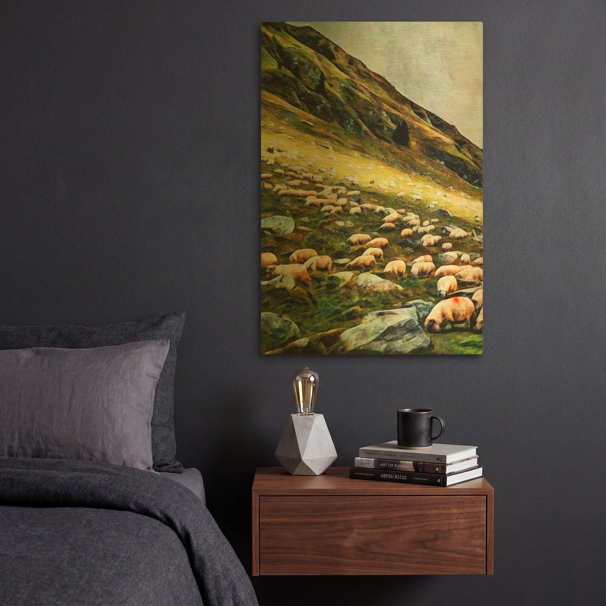 'Highland Hillside Herd' By Ashley Aldridge Gold Metal Wall Art