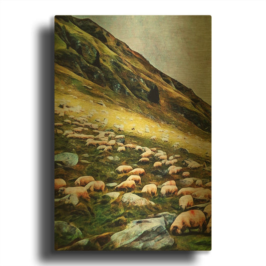 'Highland Hillside Herd' By Ashley Aldridge Gold Metal Wall Art