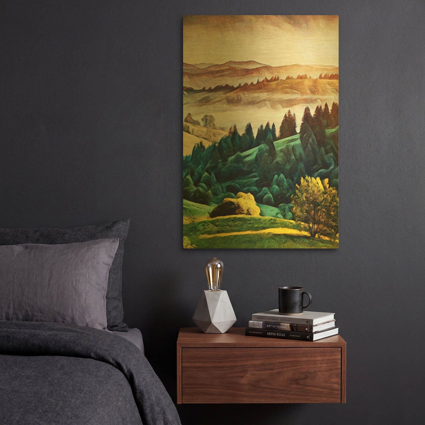 'Misty Morning Mountains 1' By Ashley Aldridge Gold Metal Wall Art