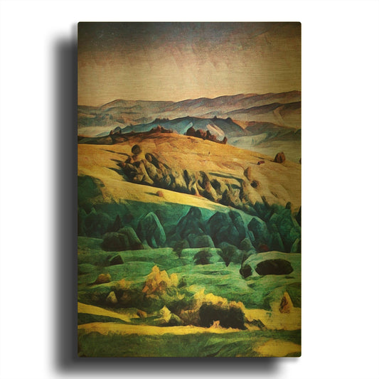 'Misty Morning Mountains 2' By Ashley Aldridge Gold Metal Wall Art