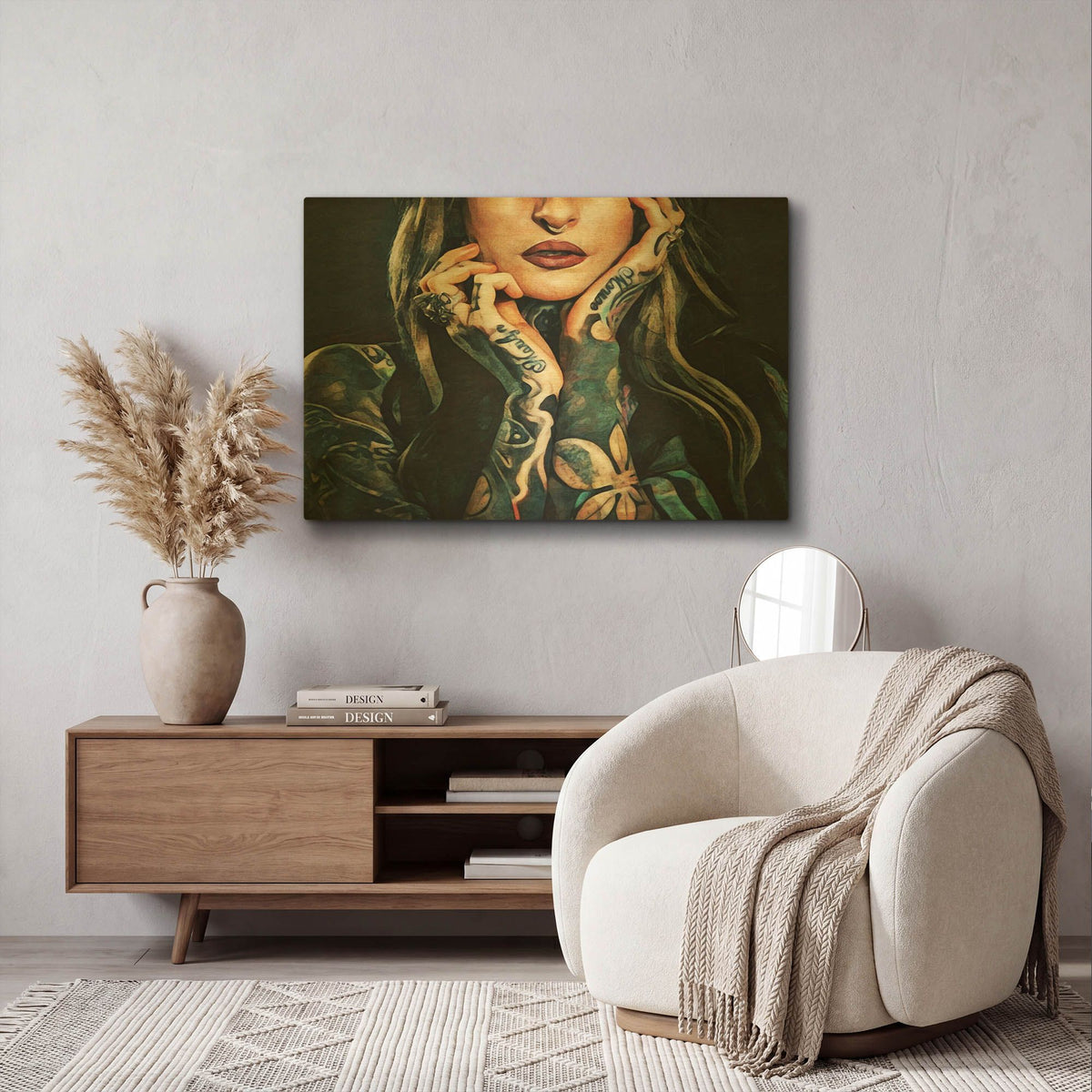 'Tattooed Temptress' By Ashley Aldridge Gold Metal Wall Art
