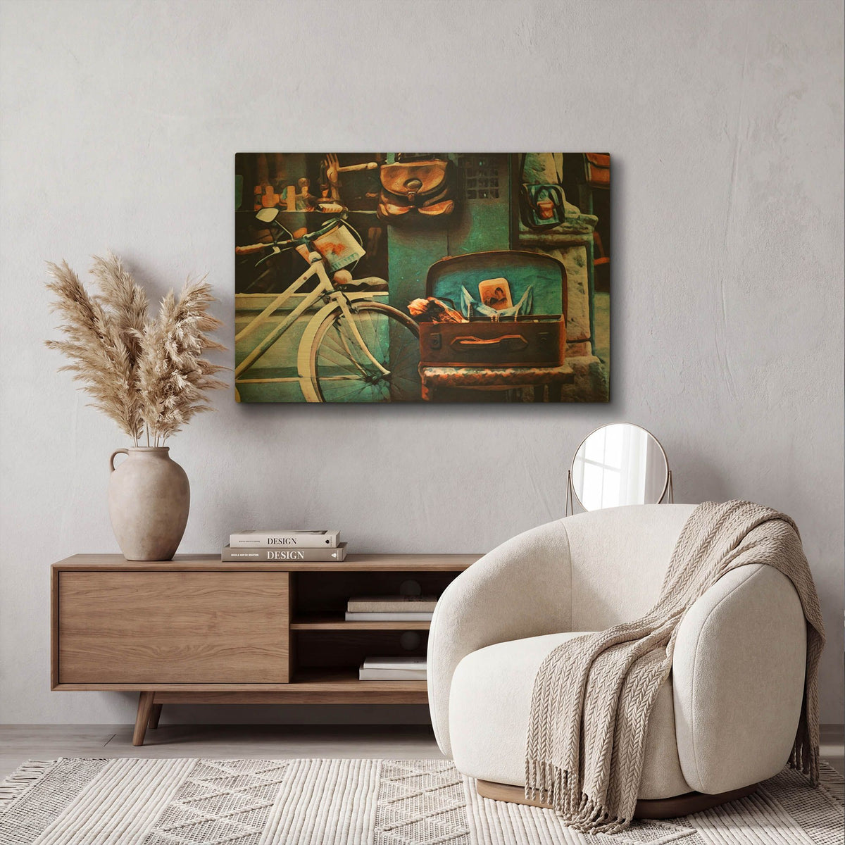 'Bicycle Brown Baggage' By Ashley Aldridge Gold Metal Wall Art