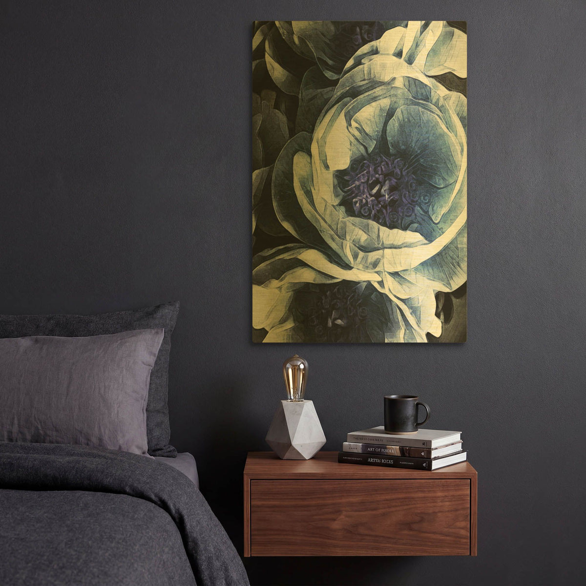 'Peony Blue Petals 1' By Ashley Aldridge Gold Metal Wall Art