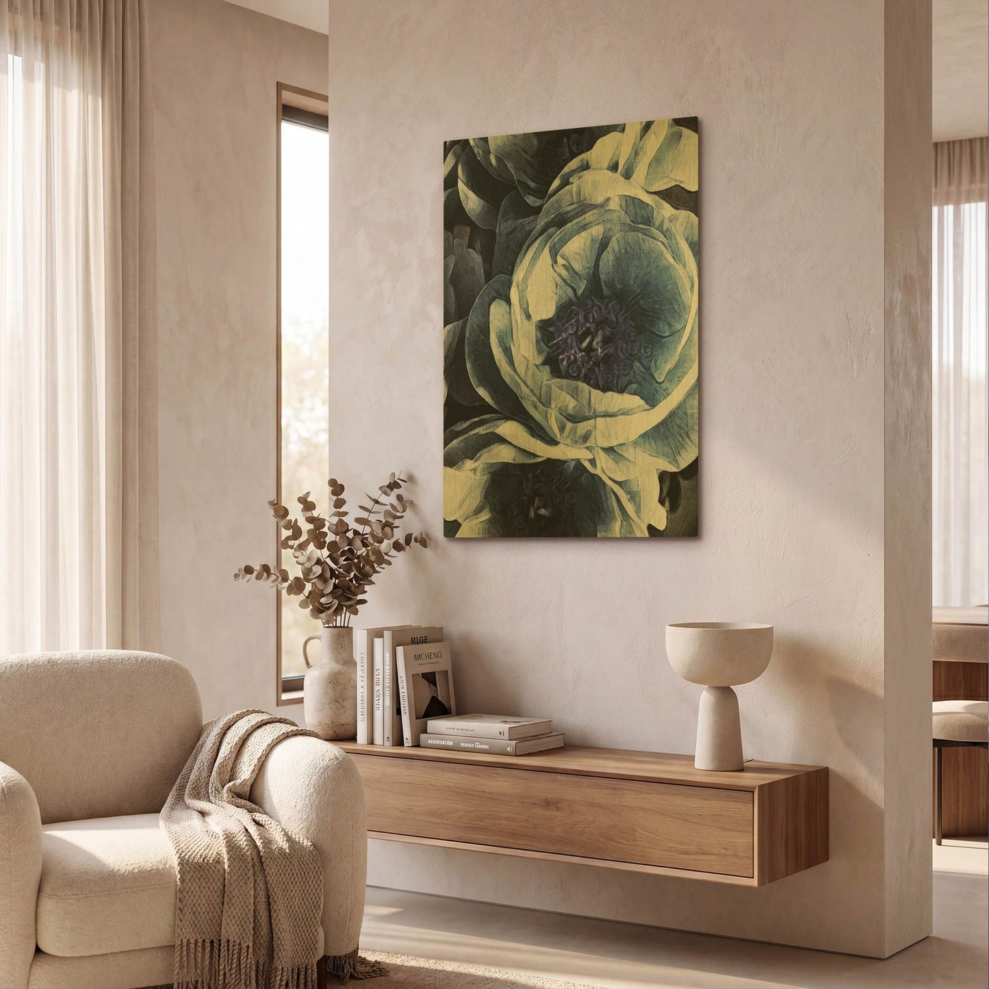 'Peony Blue Petals 1' By Ashley Aldridge Gold Metal Wall Art