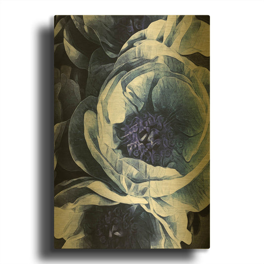 'Peony Blue Petals 1' By Ashley Aldridge Gold Metal Wall Art