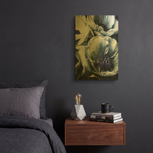 'Peony Blue Petals 2' By Ashley Aldridge Gold Metal Wall Art