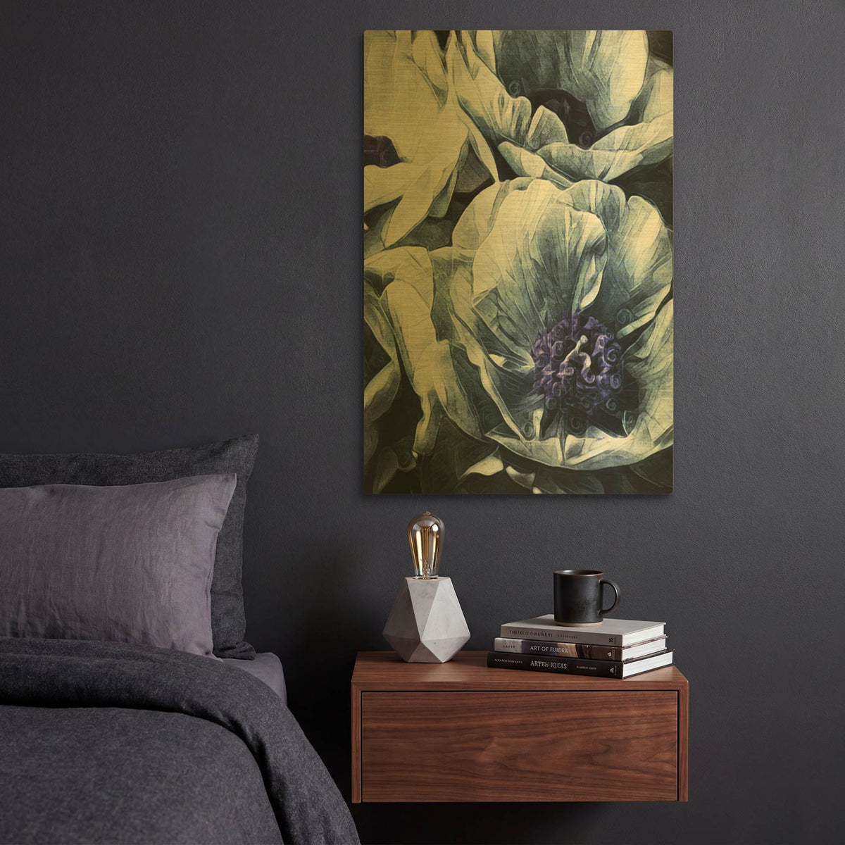 'Peony Blue Petals 2' By Ashley Aldridge Gold Metal Wall Art