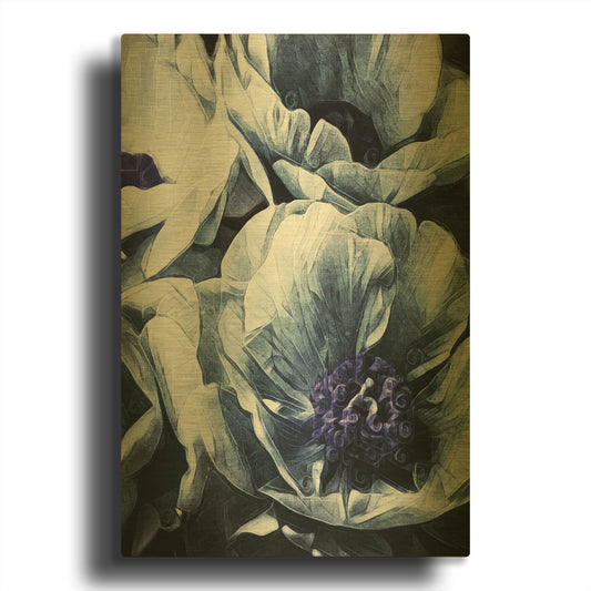 'Peony Blue Petals 2' By Ashley Aldridge Gold Metal Wall Art