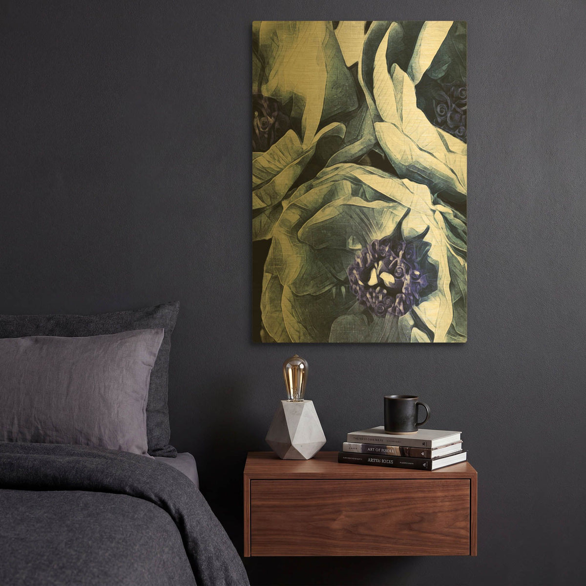 'Peony Blue Petals 3' By Ashley Aldridge Gold Metal Wall Art