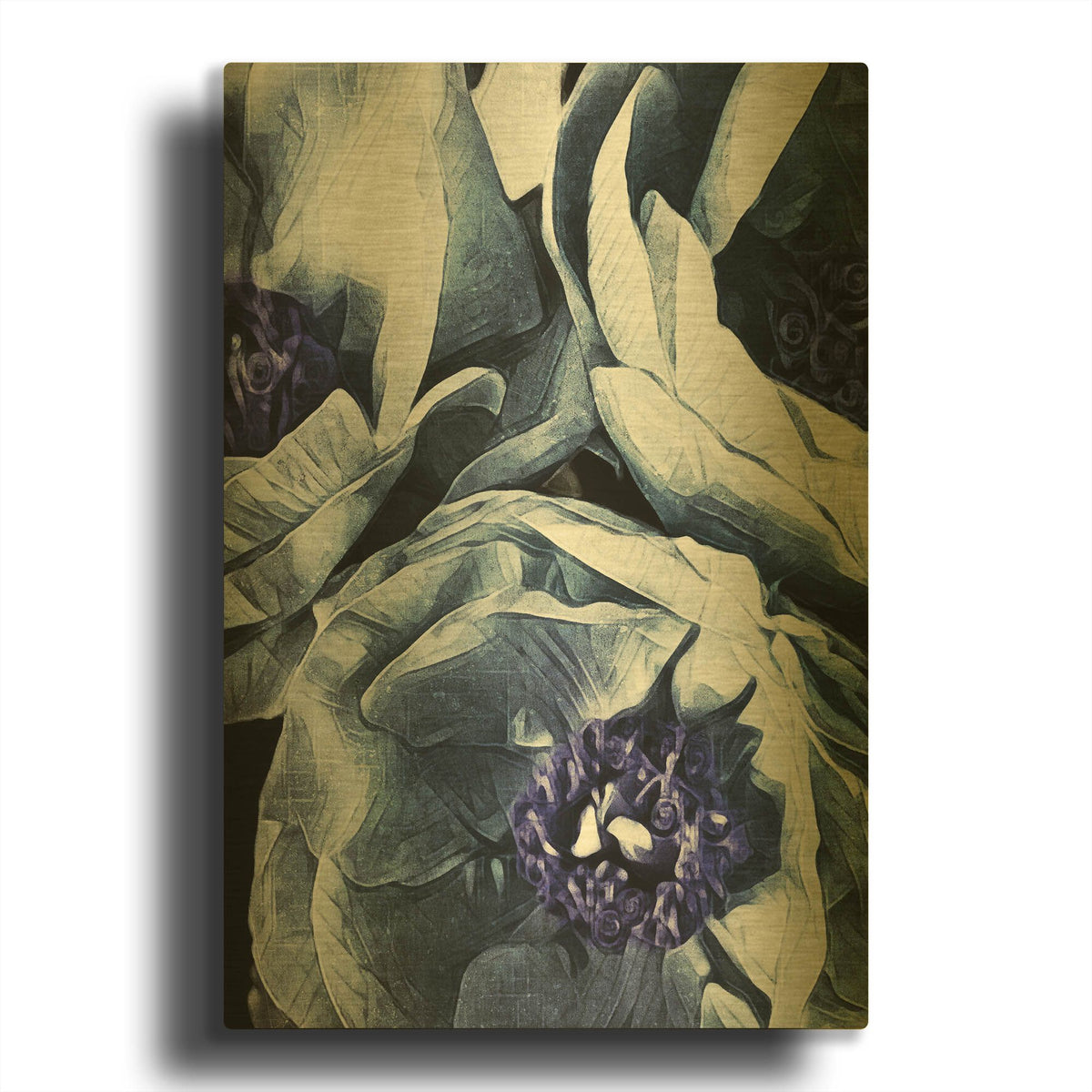 'Peony Blue Petals 3' By Ashley Aldridge Gold Metal Wall Art