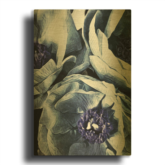 'Peony Blue Petals 3' By Ashley Aldridge Gold Metal Wall Art