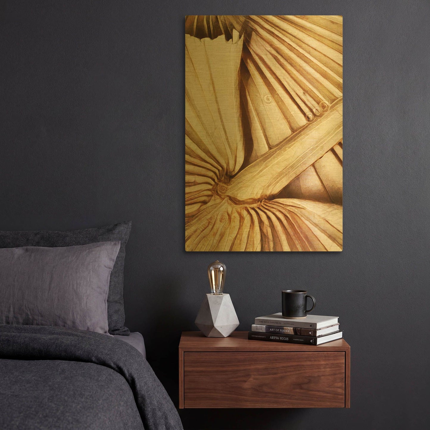 'Natural Dried Palms 2' By Ashley Aldridge Gold Metal Wall Art