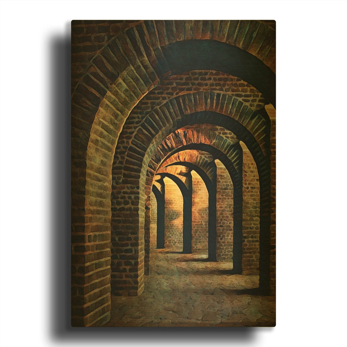 'Medieval Vaulted Cellar 1' By Ashley Aldridge Gold Metal Wall Art