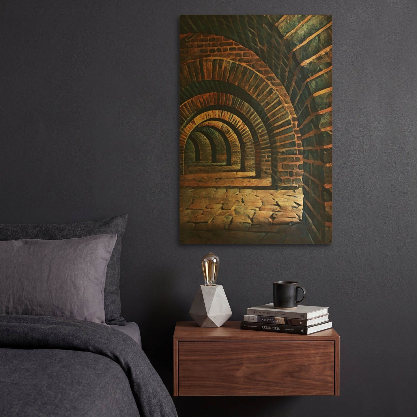 'Medieval Vaulted Cellar 2' By Ashley Aldridge Gold Metal Wall Art