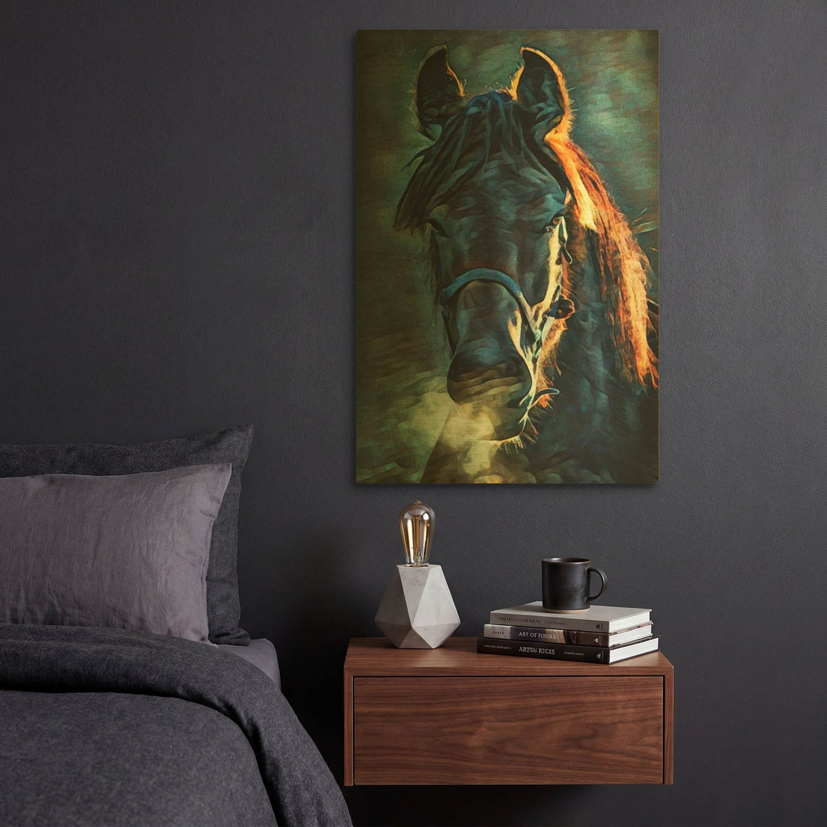 'Black Stallion Stare 1' By Ashley Aldridge Gold Metal Wall Art