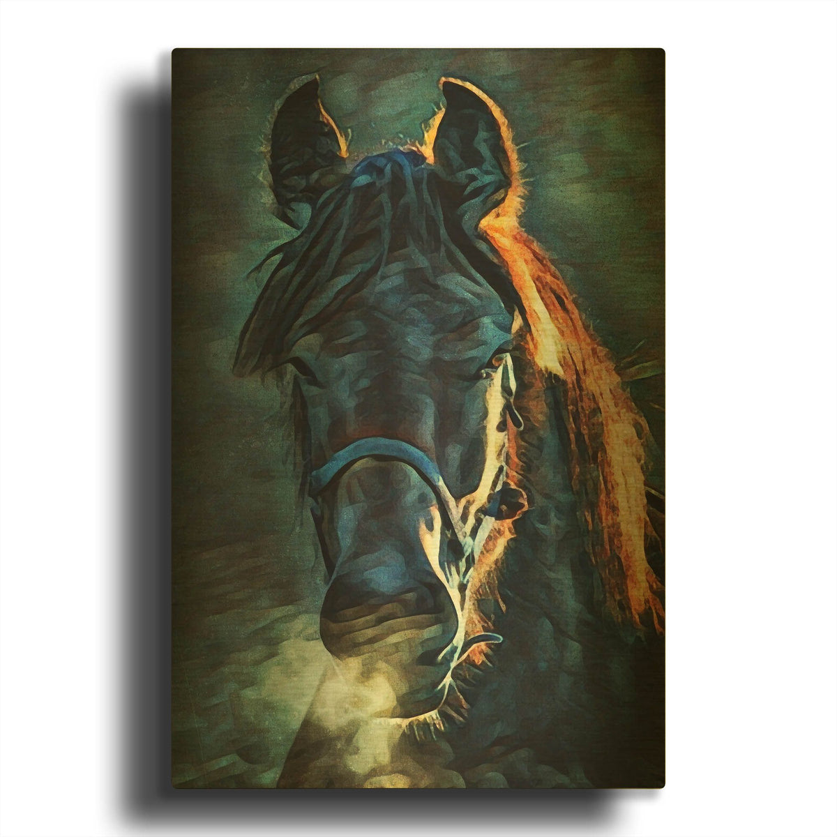 'Black Stallion Stare 1' By Ashley Aldridge Gold Metal Wall Art