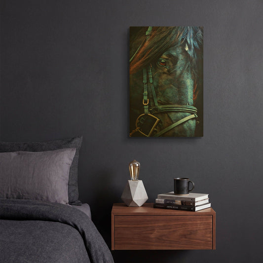 'Black Stallion Stare 2' By Ashley Aldridge Gold Metal Wall Art