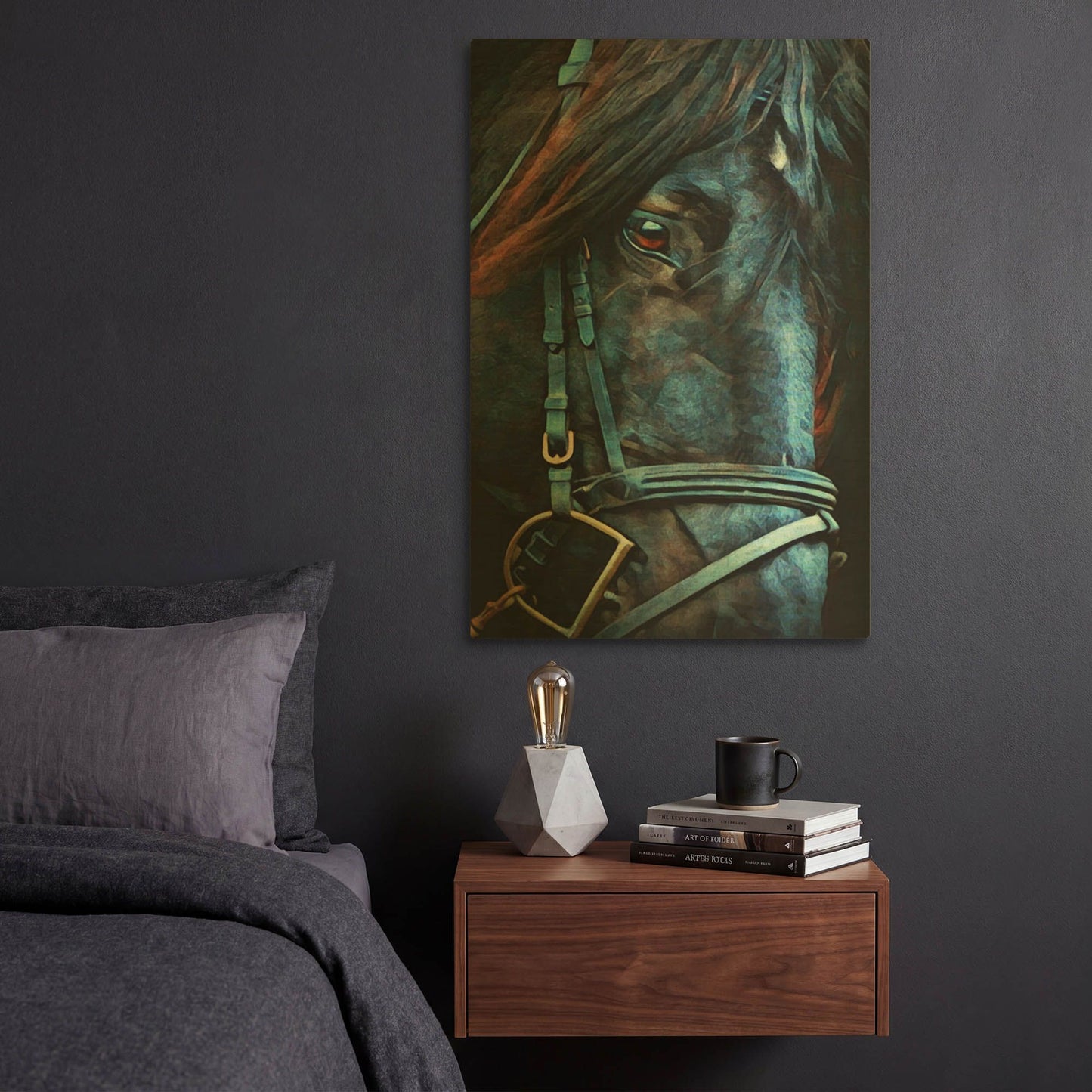 'Black Stallion Stare 2' By Ashley Aldridge Gold Metal Wall Art