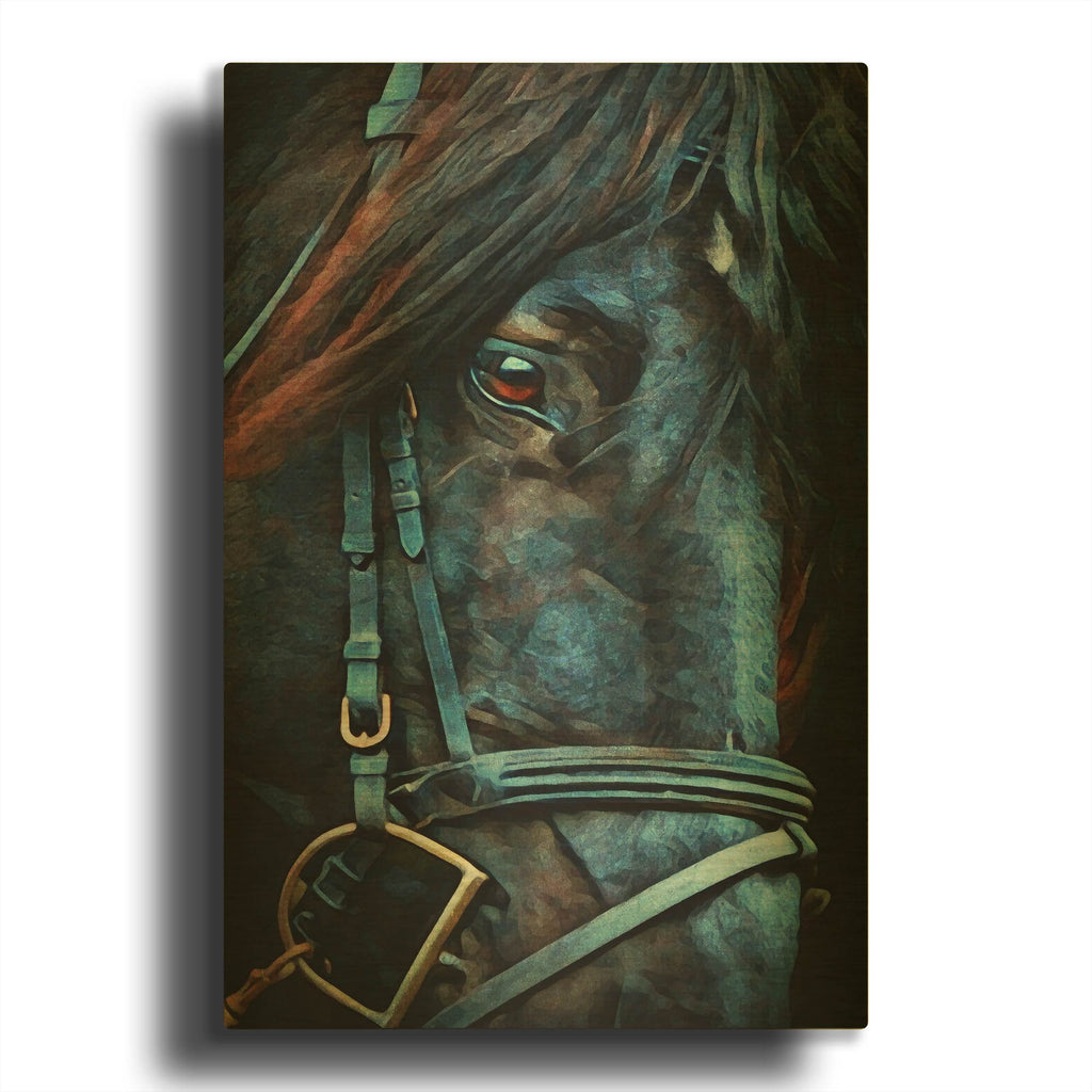 'Black Stallion Stare 2' By Ashley Aldridge Gold Metal Wall Art
