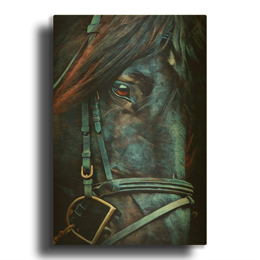 'Black Stallion Stare 2' By Ashley Aldridge Gold Metal Wall Art