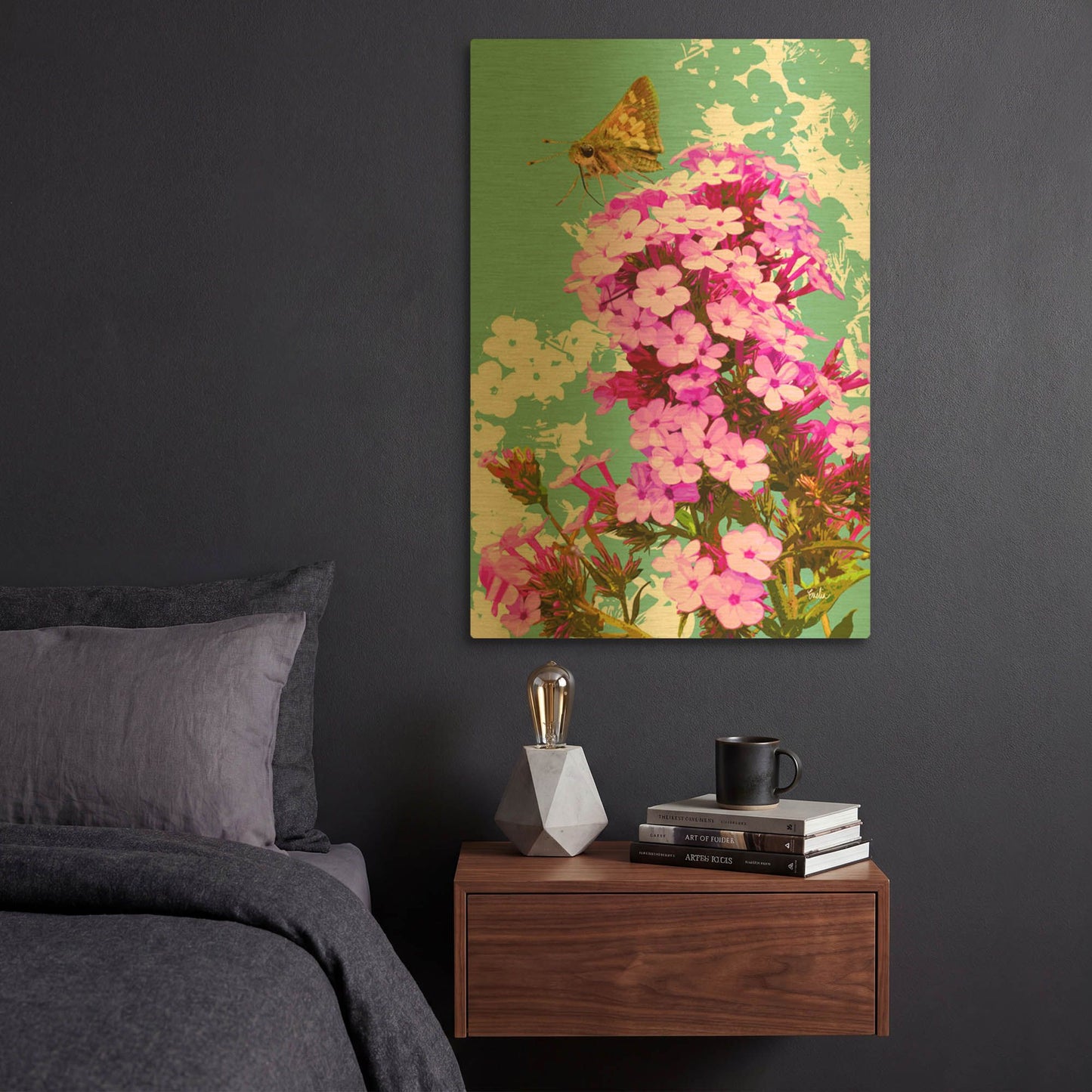 'Skipper On Flox' By Evelia Designs Gold Metal Wall Art