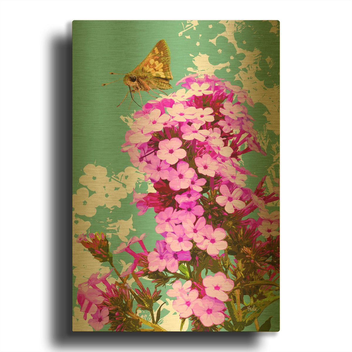 'Skipper On Flox' By Evelia Designs Gold Metal Wall Art