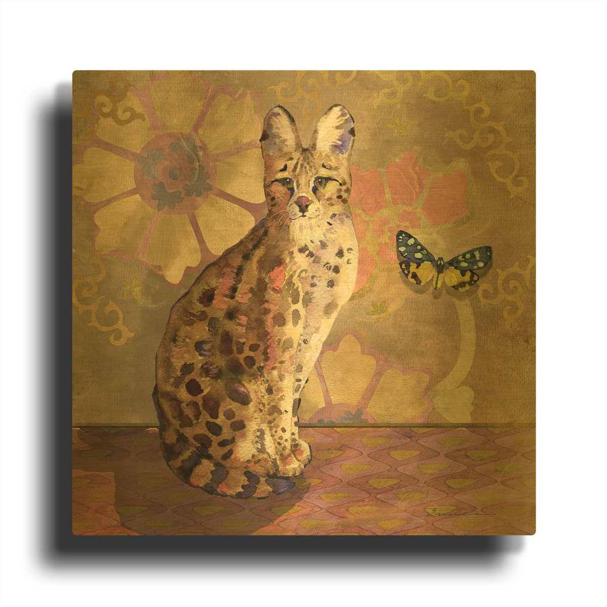 'Duchess Bellflower The Cat' By Evelia Designs Gold Metal Wall Art
