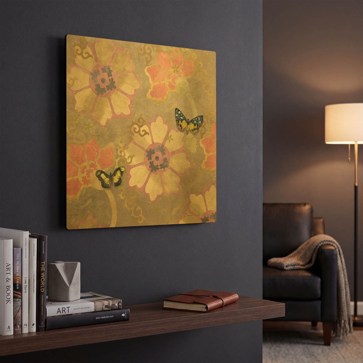 'Duchess Bellflower Paper' By Evelia Designs Gold Metal Wall Art