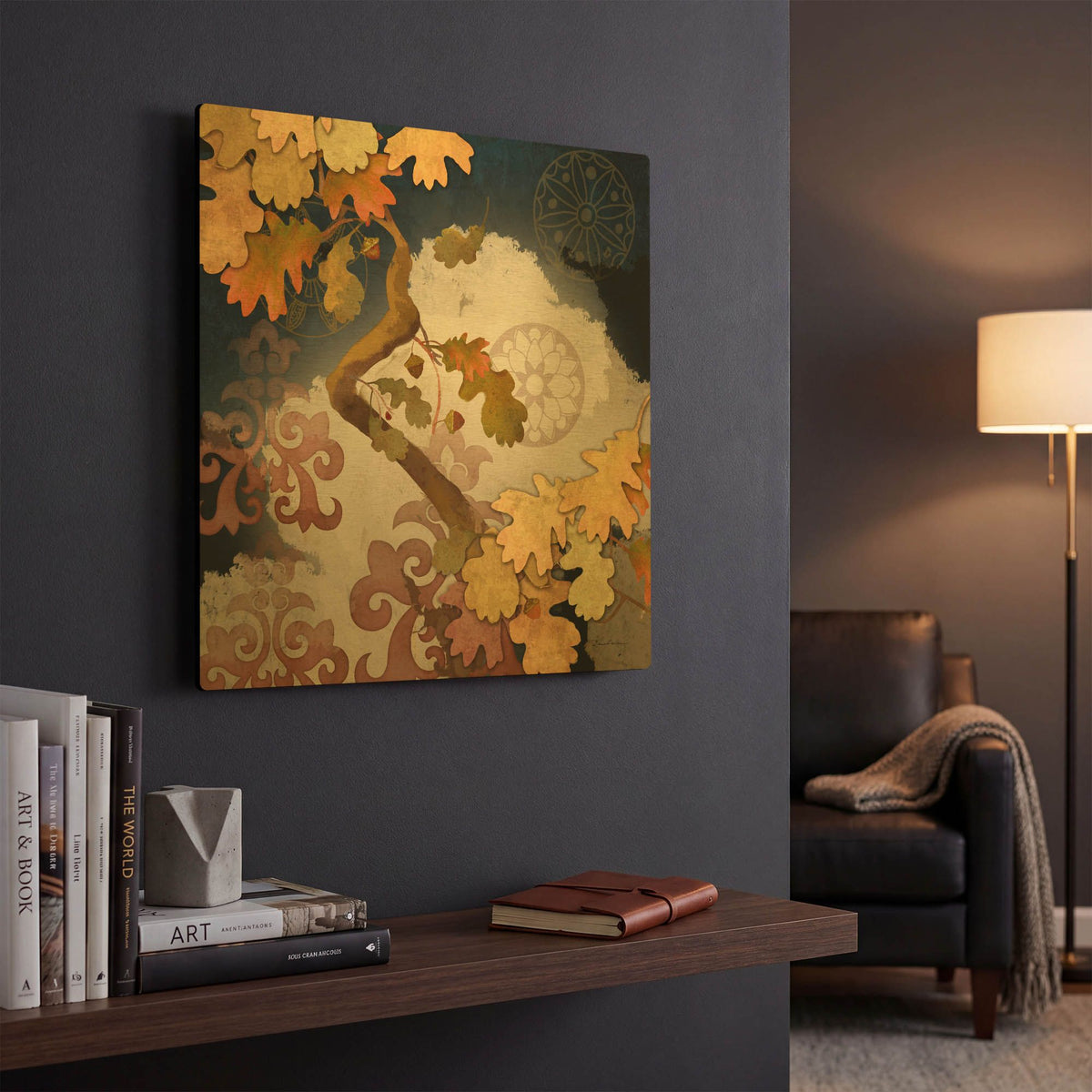 'Clouding Autumn Night' By Evelia Designs Gold Metal Wall Art