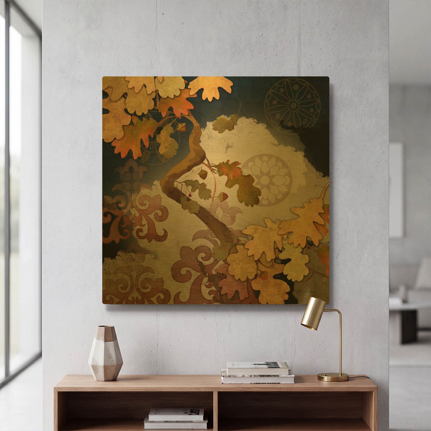 'Clouding Autumn Night' By Evelia Designs Gold Metal Wall Art