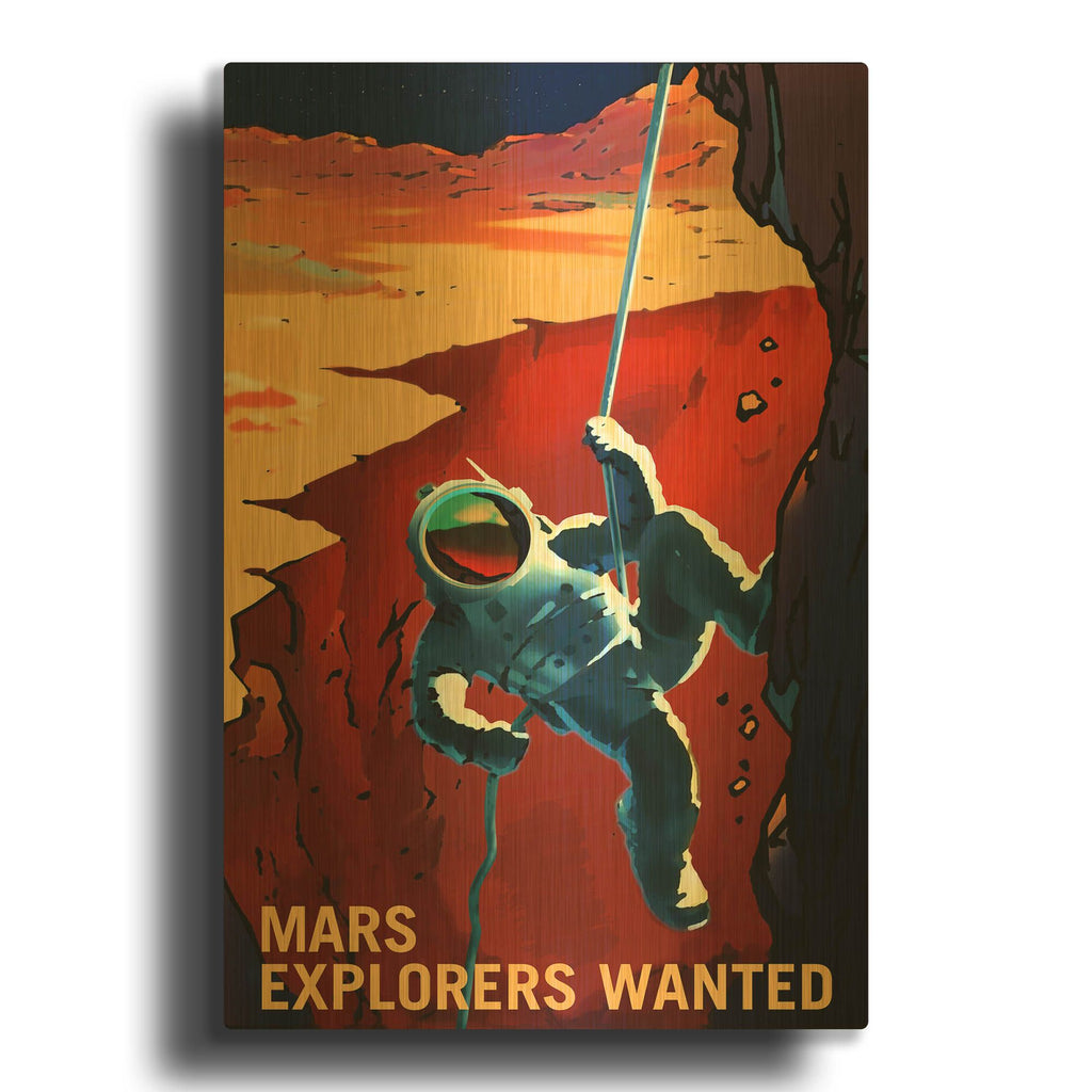 'Explorers Wanted Nasa Recruitment Poster' By NASA Posters Gold Metal Wall Art