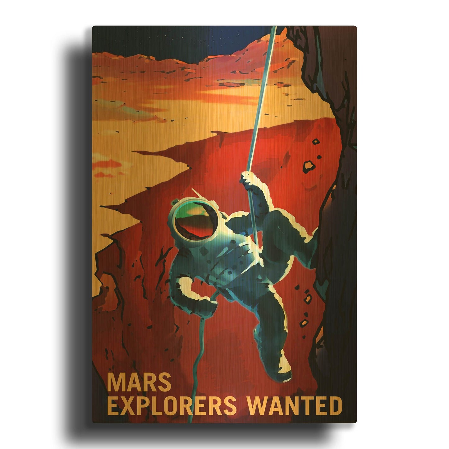 'Explorers Wanted Nasa Recruitment Poster' By NASA Posters Gold Metal Wall Art