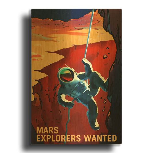 'Explorers Wanted Nasa Recruitment Poster' By NASA Posters Gold Metal Wall Art