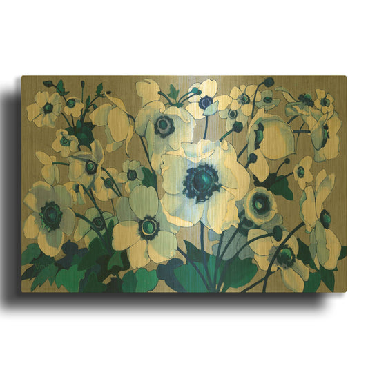 'Anemones Japonaises I' By Shirley Novak Gold Metal Wall Art