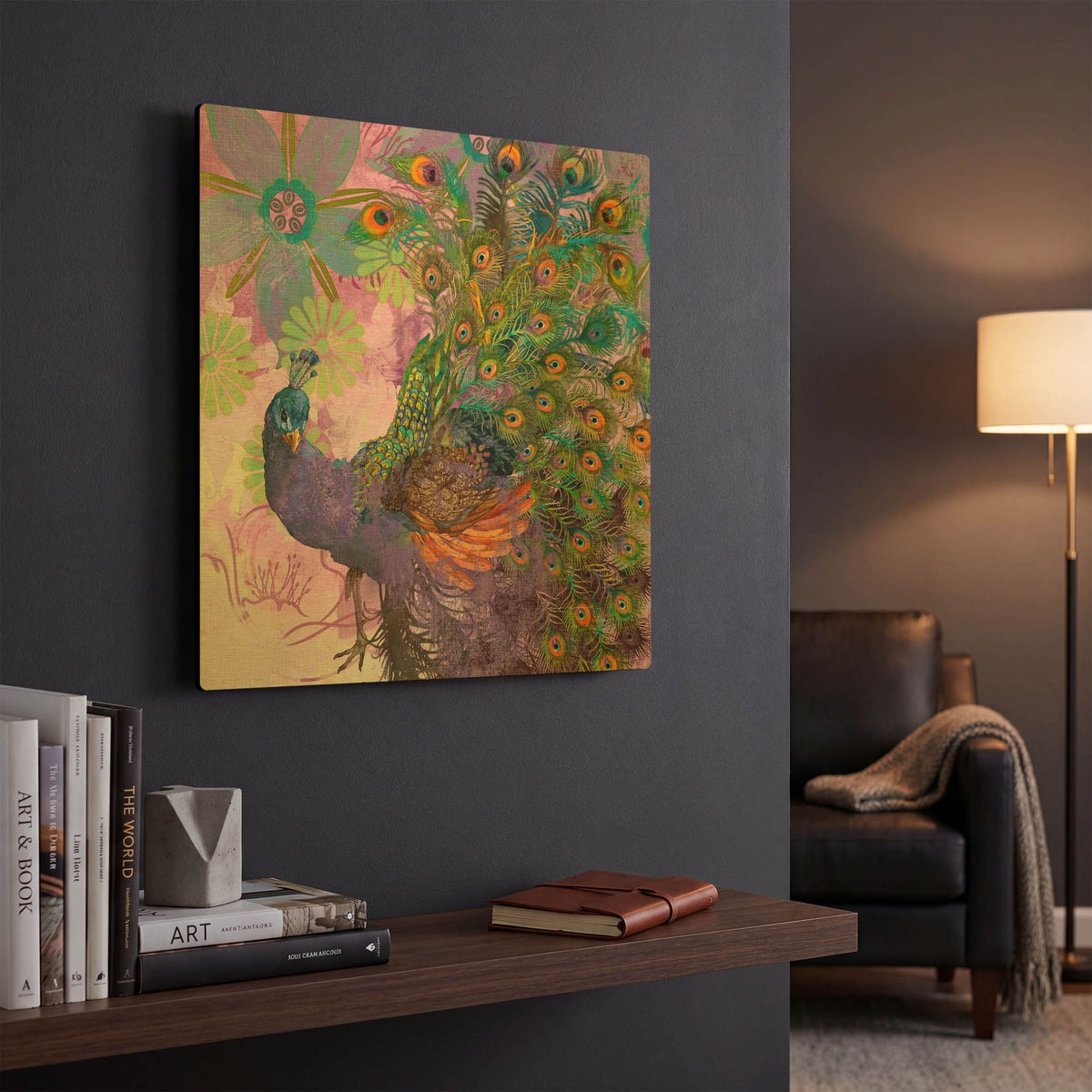 'Peacock Prance' By Evelia Designs Gold Metal Wall Art