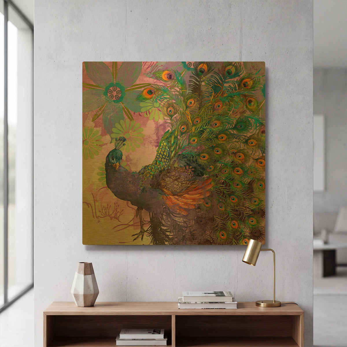 'Peacock Prance' By Evelia Designs Gold Metal Wall Art