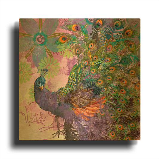 'Peacock Prance' By Evelia Designs Gold Metal Wall Art