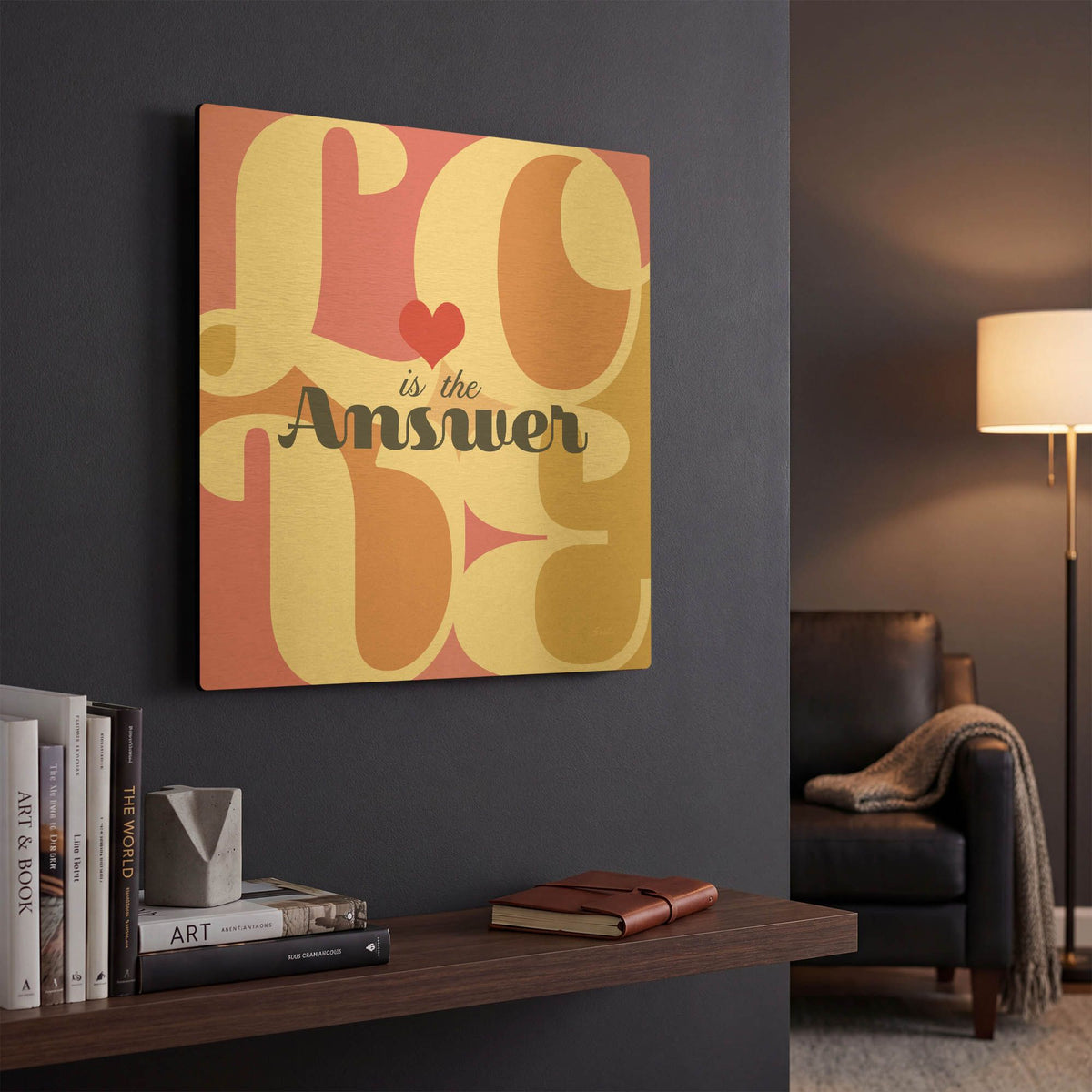 'Love Is The Answer' By Evelia Designs Gold Metal Wall Art